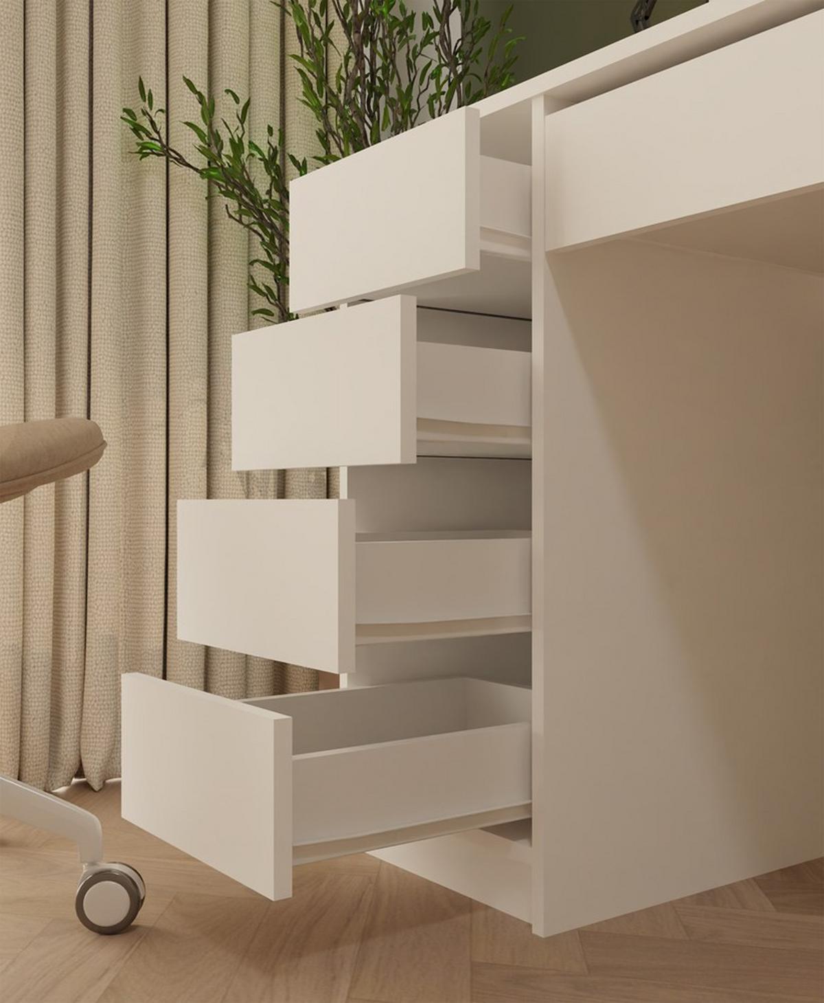 SCHREIBTISCH Weiß 120/77/55 - Weiß, Holzwerkstoff (90/50/77cm) - RAUMHIRSCH FURNITURE