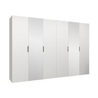 DREHTÜRENSCHRANK Malaga 300 mit Frontspiegel - Weiß, Holzwerkstoff (300/202/52cm) - MIRJAN24