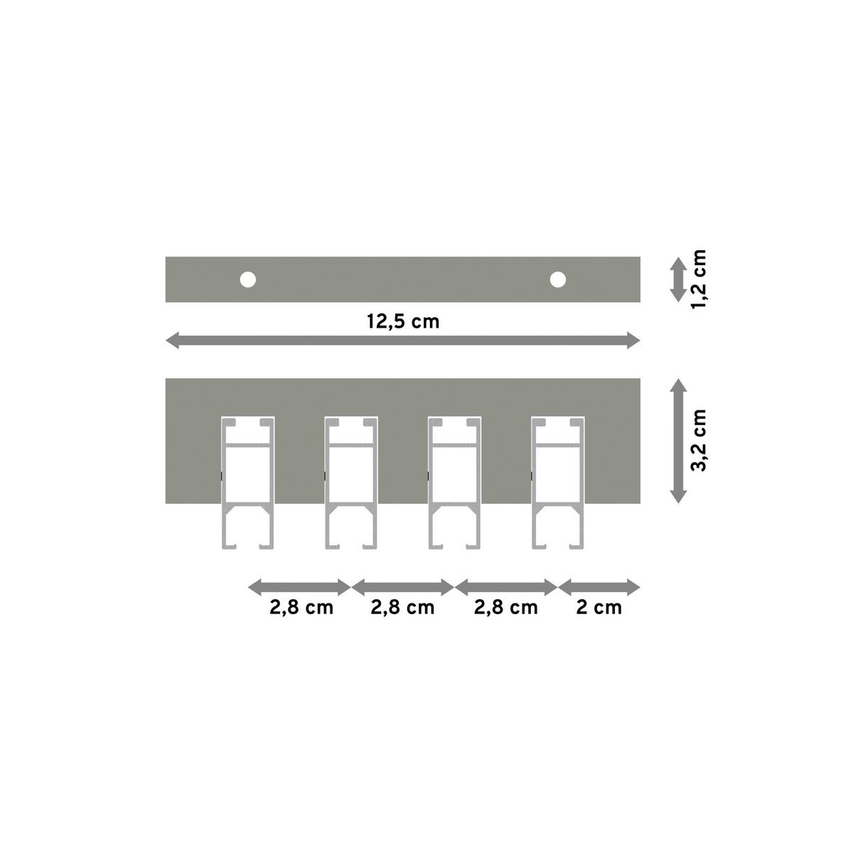 GARDINENSTANGE INNENLAUF Smartline Paxo 300 cm (geteilt in 3 x 100 cm), 4-läufig, 14x35 mm Edelstahl-Optik - Edelstahlfarben, Metall (300cm) - INTERDECO