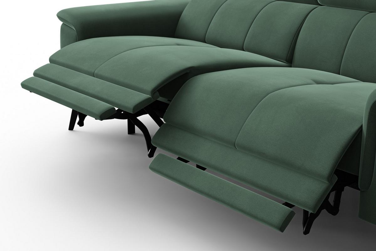 SOFA RELAX FIERO 3-Sitzer, Grüner Veloursstoff - Schwarz/Grün, Holz/Textil (212/82/103cm) - Courtois Laville