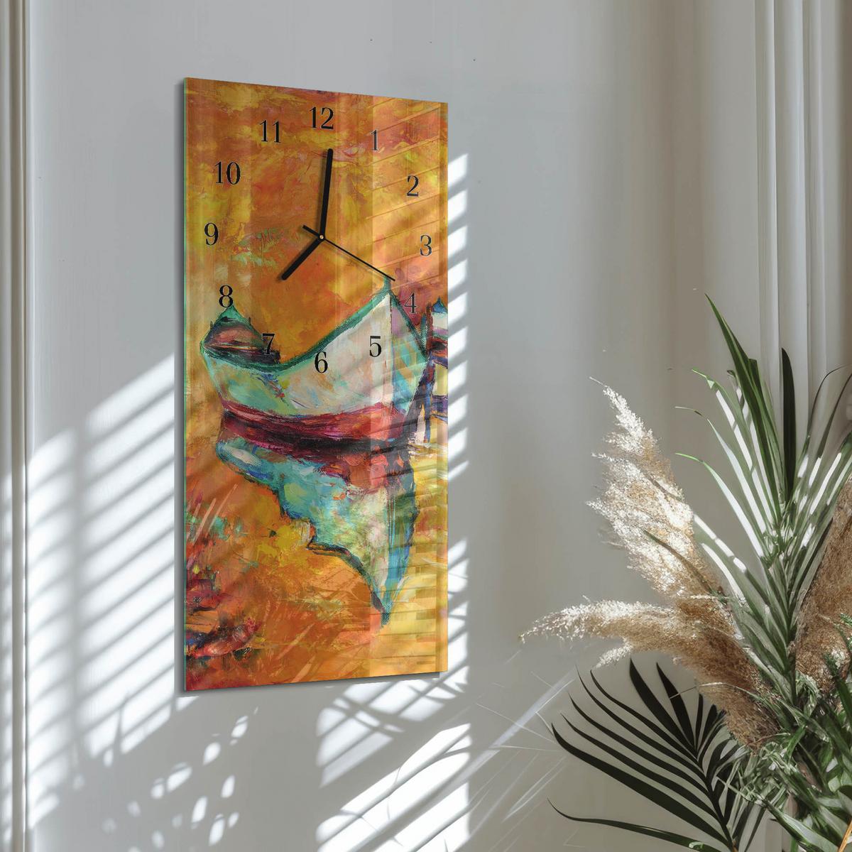 WANDUHR aus Glas 30x60 cm - Łódź - Multicolor, Glas (30/60/0.4cm) - TULUP