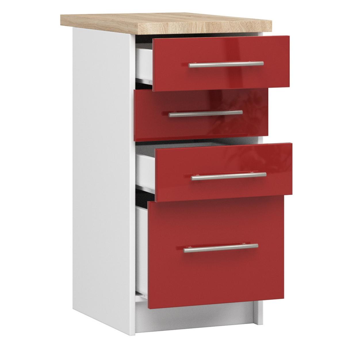 UNTERSCHRANK Weiß, Rot Glanz 85/40/46 - Weiß, Holzwerkstoff (40/85/46cm) - RAUMHIRSCH FURNITURE