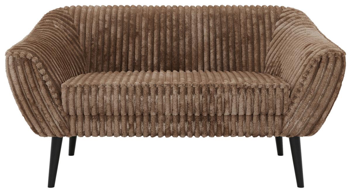 2-SITZER-SOFA PIRS - Braun Cord - Schwarze Beine - Schwarz/Braun, Holzwerkstoff/Textil (140/75/74cm) - MKS