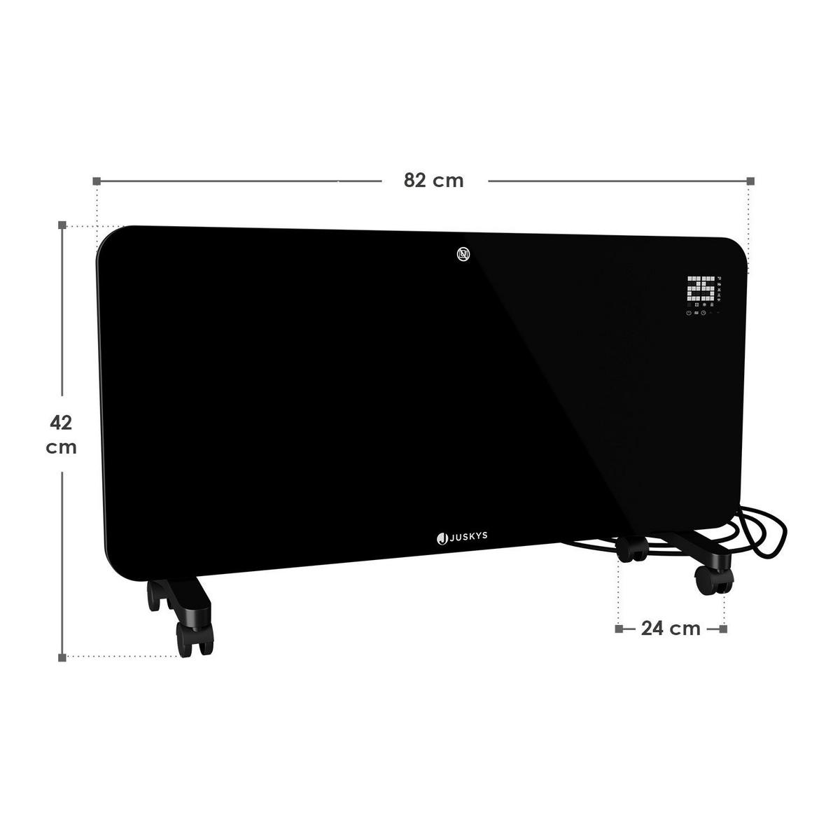 GLASHEIZUNG Schwarz 2000W - Schwarz, Glas (82/42/24cm) - Juskys