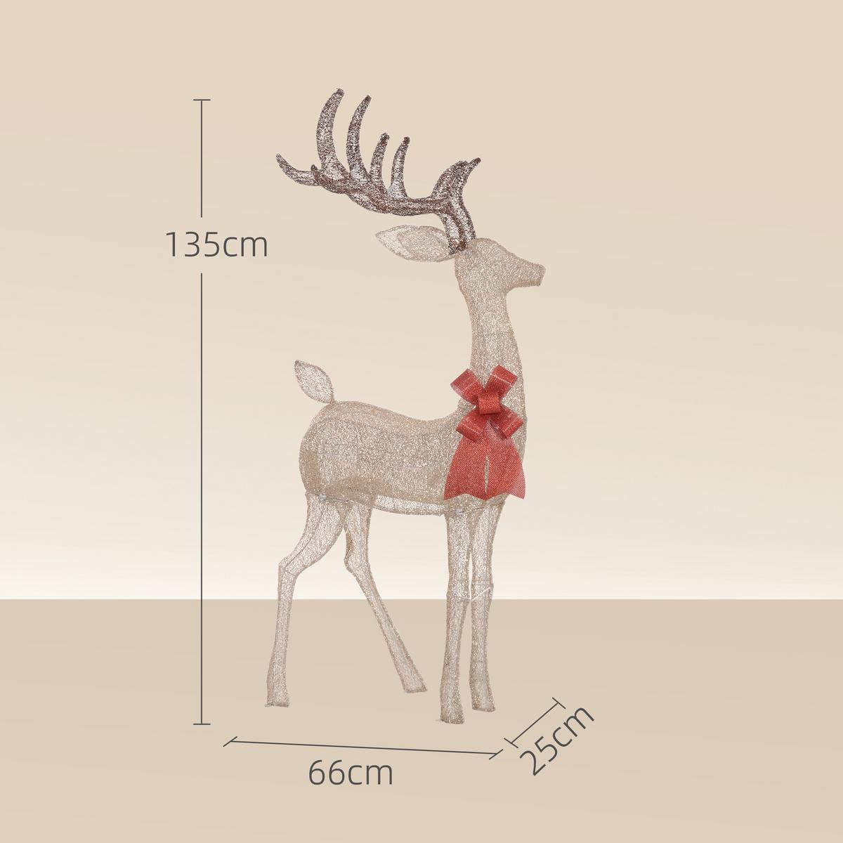 137ER LED Rentier, Weihnachtsdeko in warmweiß, Weihnachtsbeleuchtung - Goldfarben, Kunststoff (25/135/66cm) - Outsunny