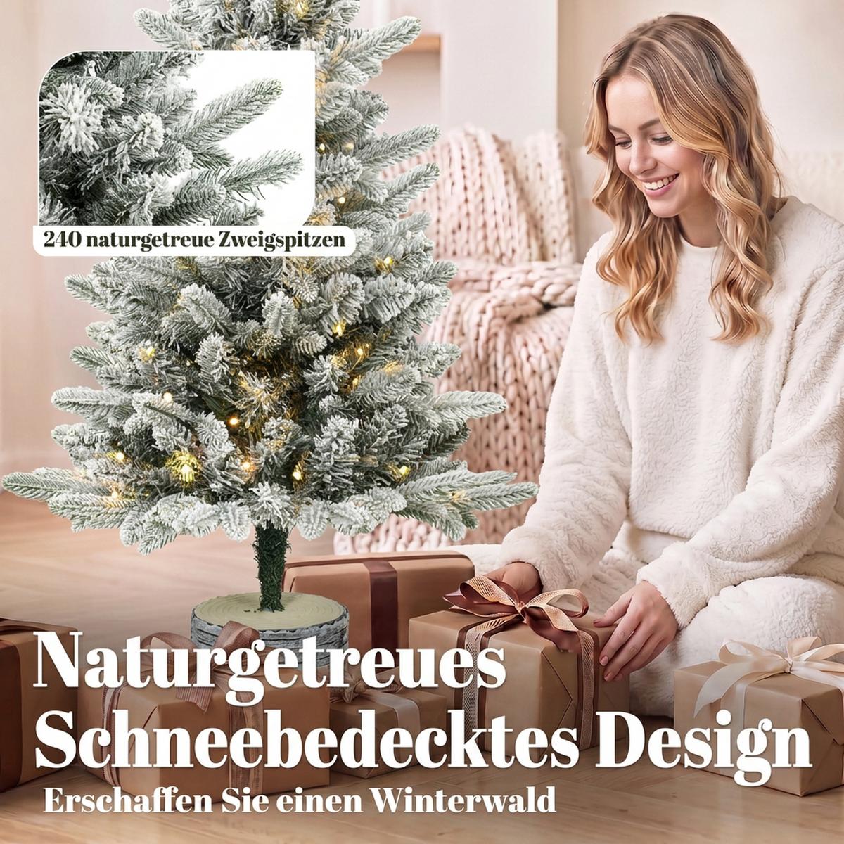 WEIHNACHTSBAUM-MIT-LICHT PE Metall Weiß - Weiß, Kunststoff (90cm) - HOMCOM
