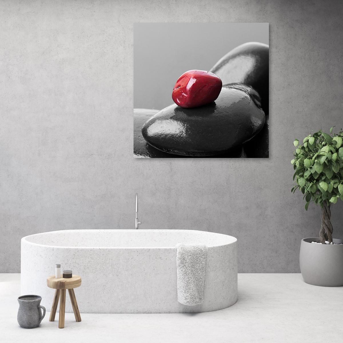 WANDBILD zen spa red stone - Schwarz, Textil (50/50cm) - Feeby
