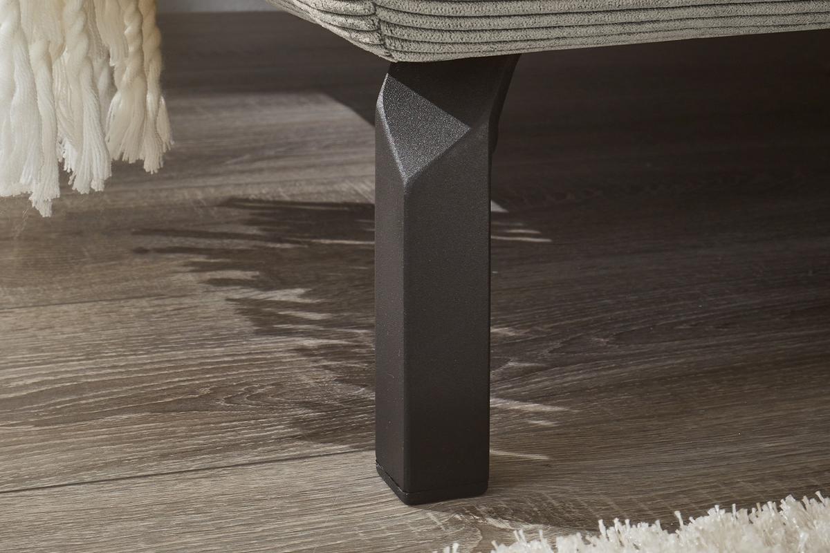 ECKSOFA MIT MOTORISCHEM SITZVORZUG DELIA Grau Cord Relaxfunktion - Schwarz/Grau, Textil/Metall (276/219cm) - KAWOLA