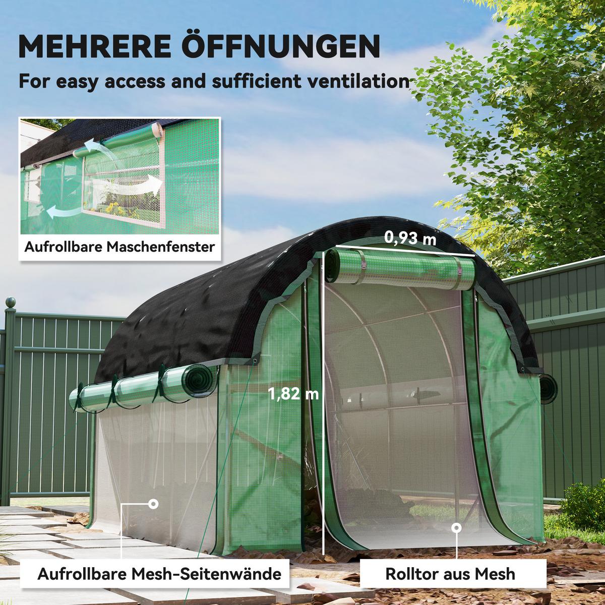 FOLIENTUNNEL, 300L x 200B x 198H cm - Grün, Kunststoff/Metall (200/198/300cm) - Outsunny