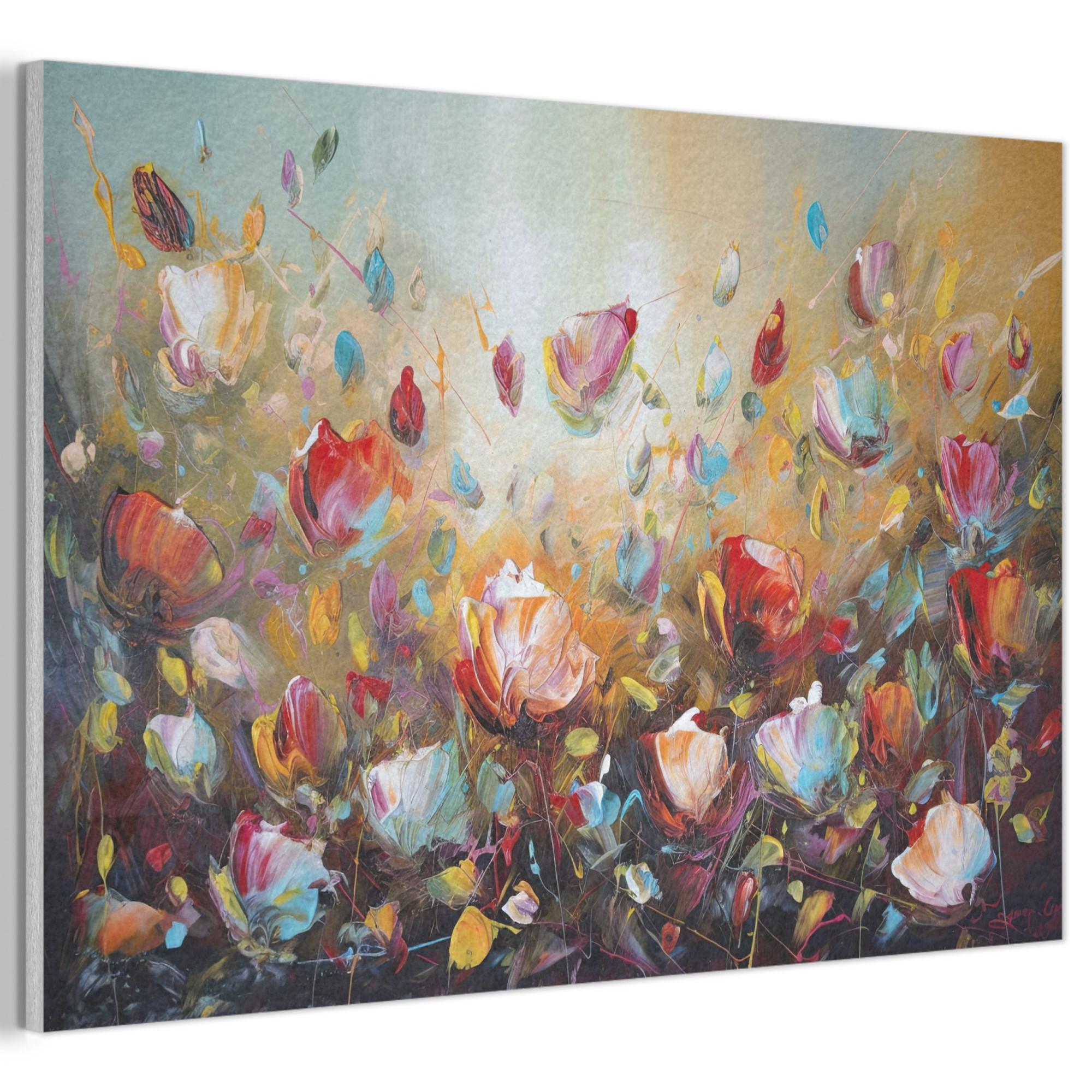 AKUSTIKBILD Blumen - Kunst - Natur - Ölgemälde Akustikpaneele 90x60 cm - Multicolor, Kunststoff (90/60/0.9cm) - MuchoWow