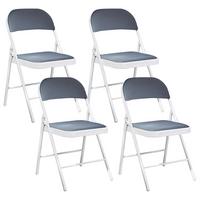 KLAPPSTUHL 4er-Set Metall Dunkelgrau/Weiß Sparks - Dunkelgrau, Metall (45/77/47cm) - Beliani