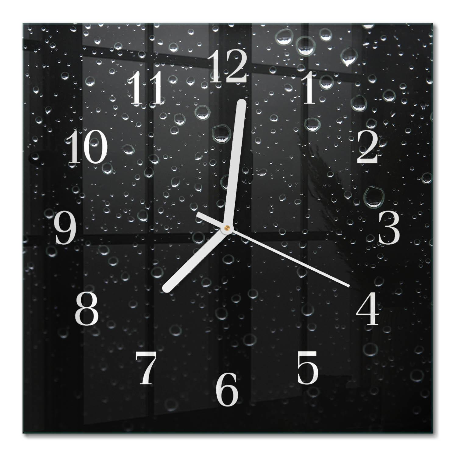 WANDUHR aus Glas 30x30 cm - Tropfen - Schwarz, Glas (30/30/0.4cm) - TULUP