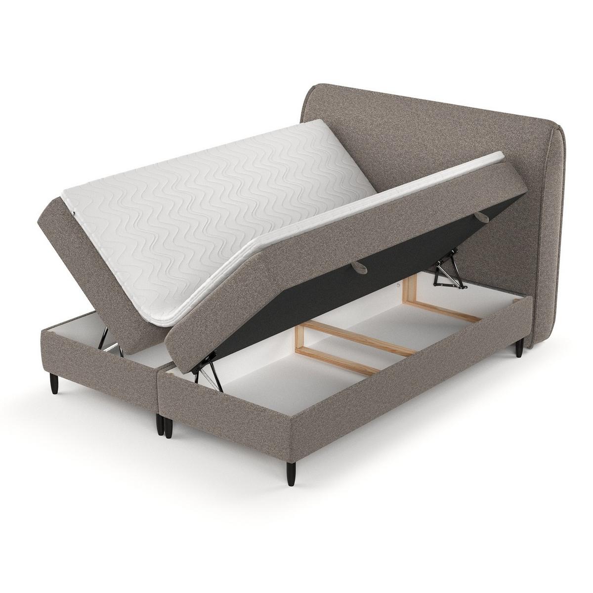 BOXBETT Lunaro 200/200 cm Beige im Bubble Stoff - Beige/Schwarz, Holz/Holzwerkstoff (200/200cm) - AltaBeds