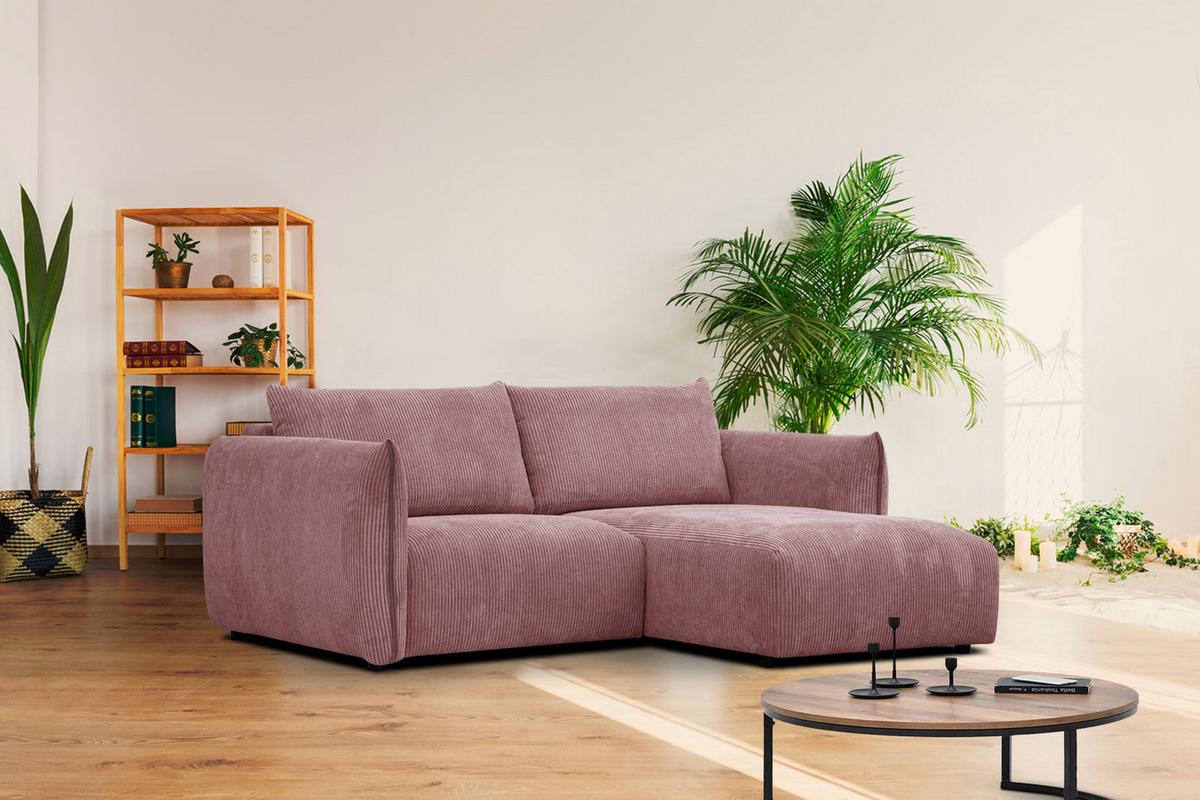 ECKSOFA TAUER 3-Sitzer, altrosa - Altrosa/Schwarz, Holzwerkstoff/Kunststoff (206/173cm) - Wozimo