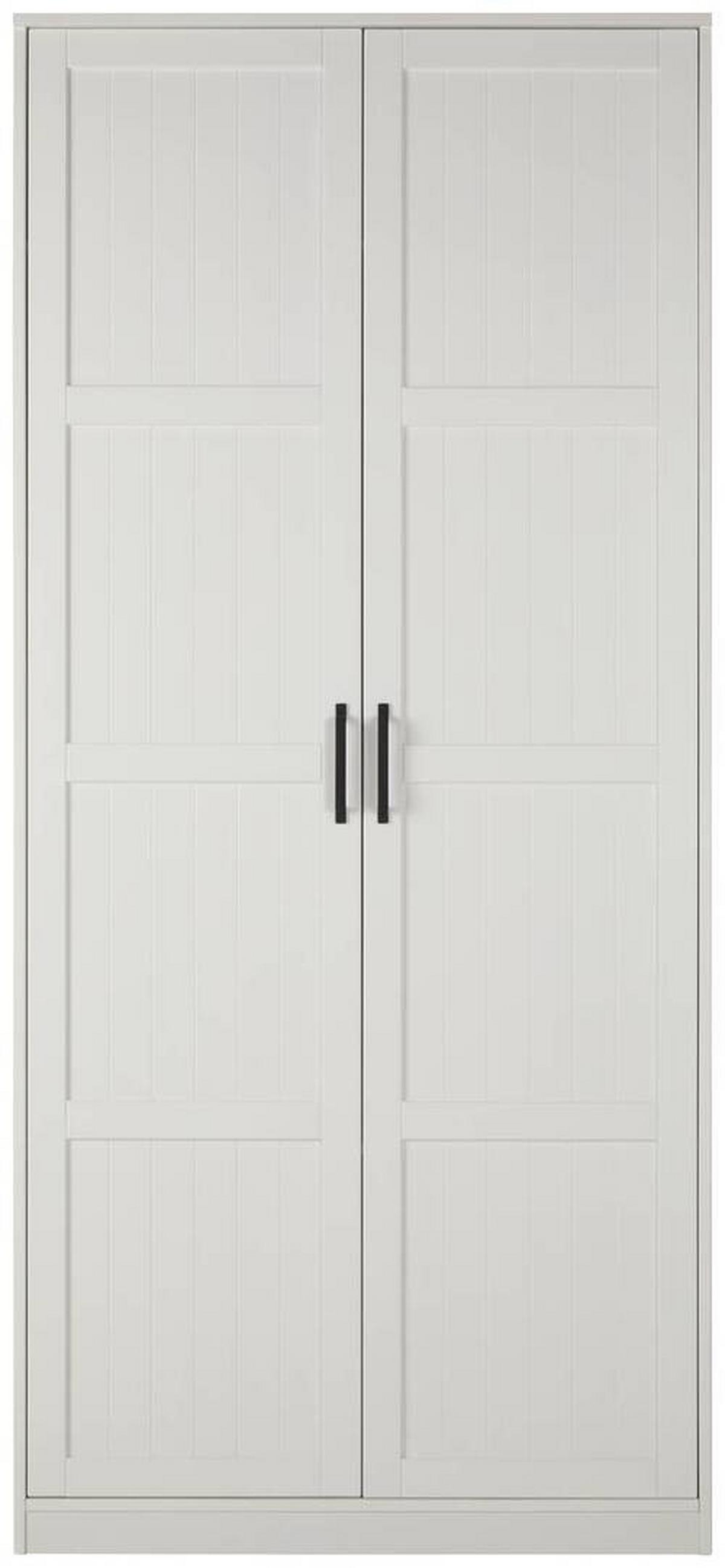 Drehtürenschrank aus Kiefer teilmassiv in Weiss - Weiss/Schwarz, Romantik / Landhaus, Holz/Holzwerkstoff (100/220/60cm) - Mömax