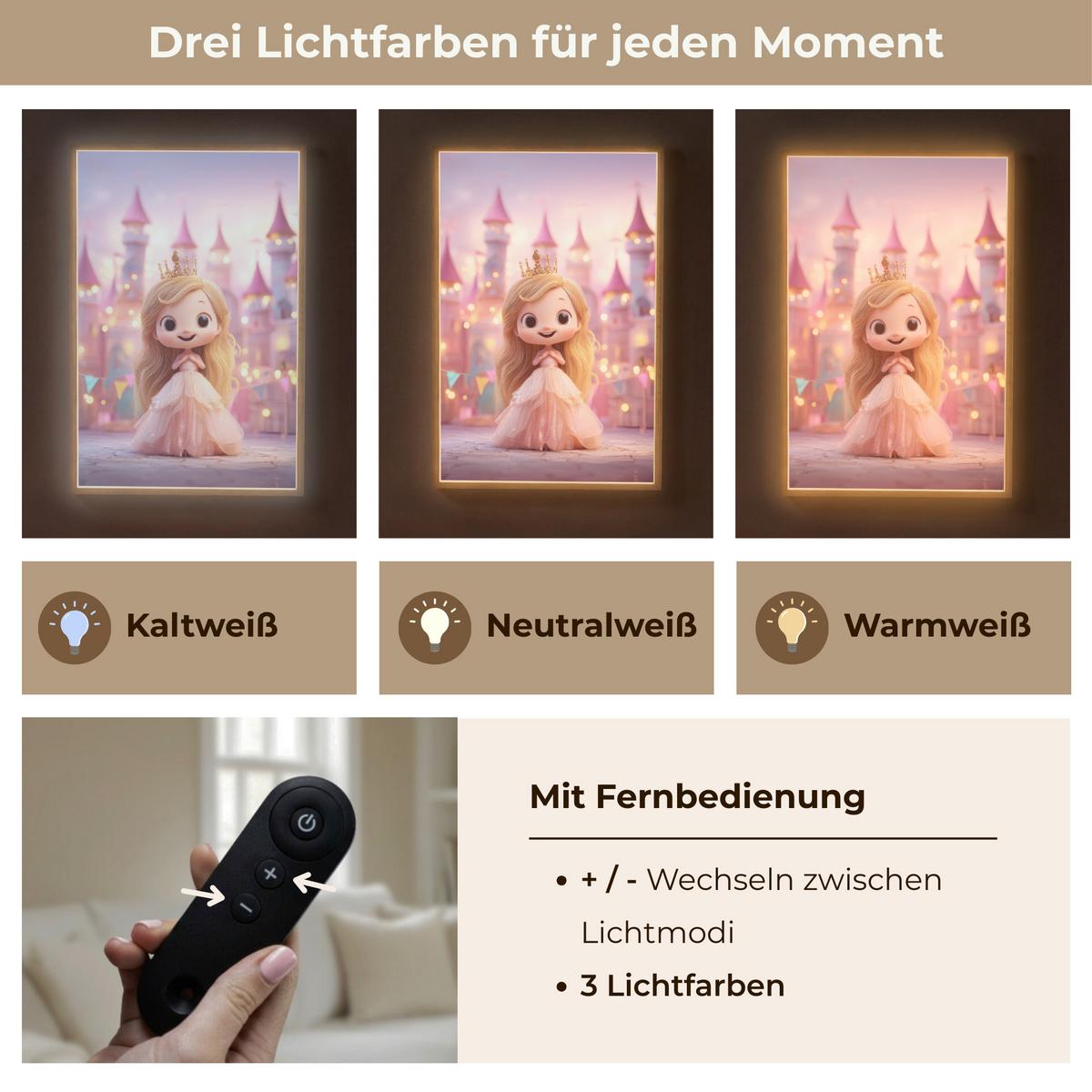 NACHTTISCHLAMPE MIT AKKU Prinzessin - Rosa - Schloss 70x100 cm - Rosa, Holzwerkstoff (8/70/100cm) - OnlyWow