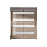SCHWEBETÜRENSCHRANK Westa XIII, mit RGB LED Beleuchtung - Silberfarben/Trüffeleichefarben, Holzwerkstoff/Metall (150/200/58cm) - MIRJAN24