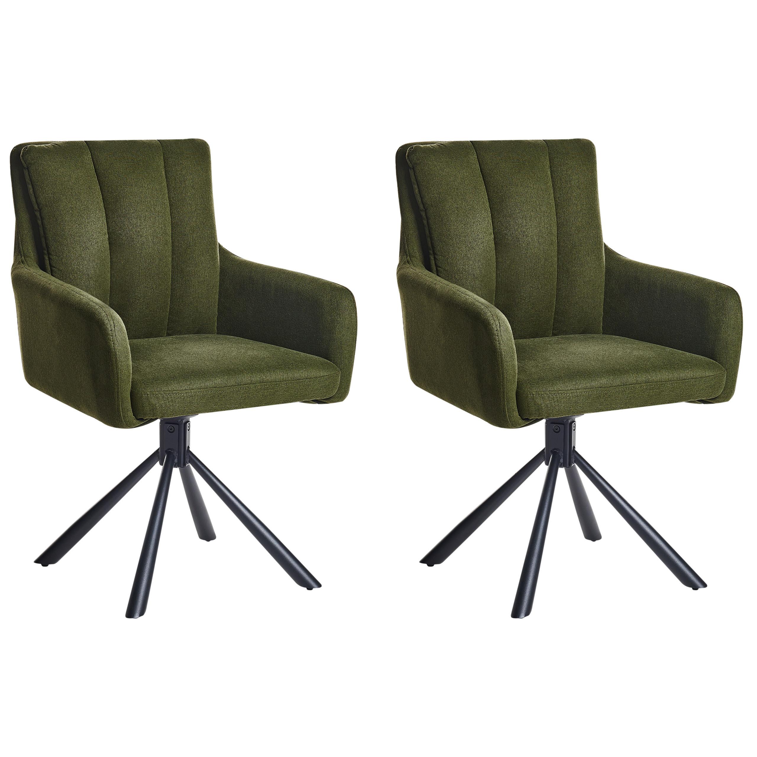 ESSZIMMERSTUHL 2er-Set Dunkelgrün Sardoal - Dunkelgrün/Schwarz, Textil (56/86/65cm) - Beliani