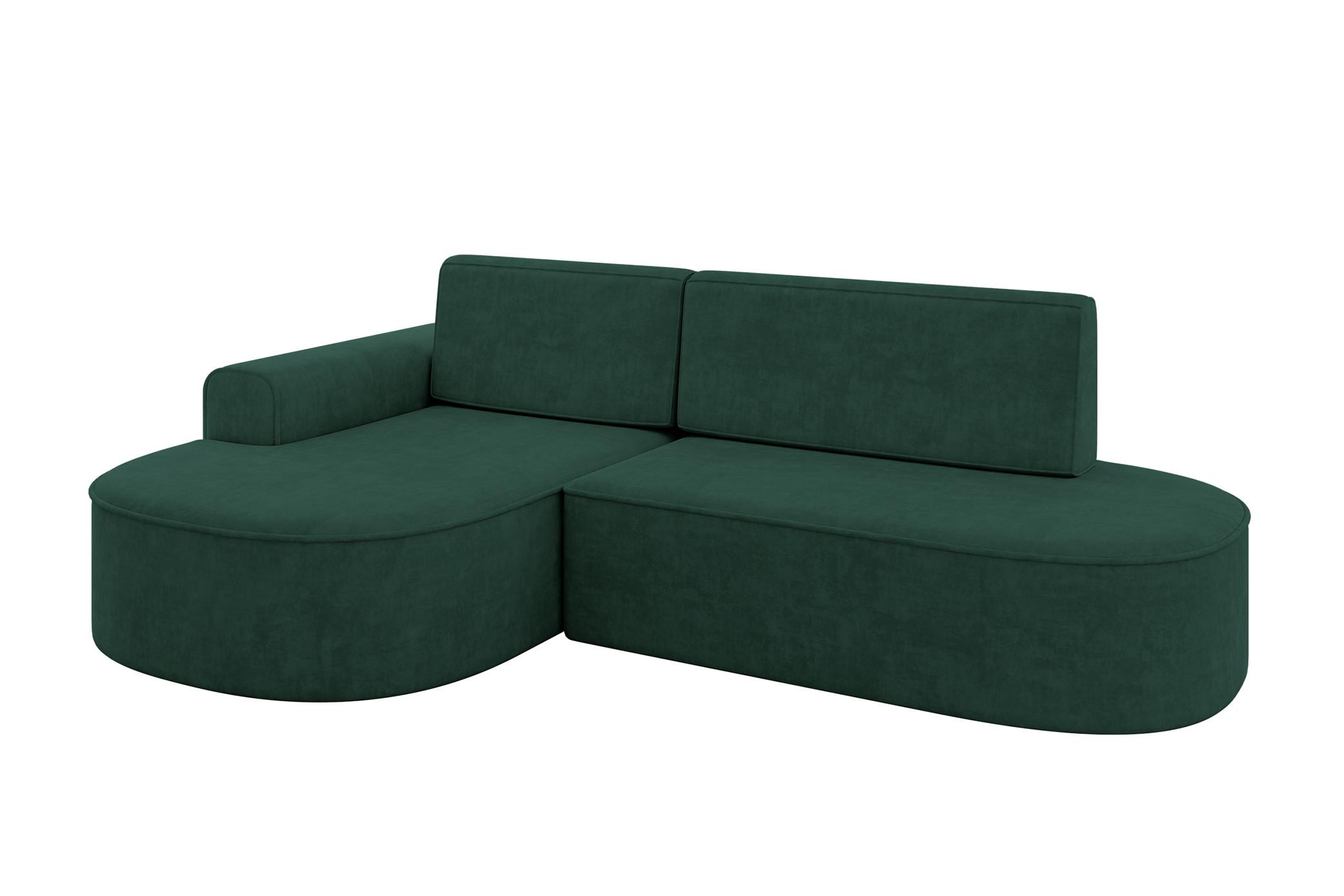 ECKSOFA mit Schlaffunktion und Bettkasten Ottomane Links MARI-L1-S - 283x167x73 cm Grün Velours - Waldgrün/Schwarz, Holzwerkstoff/Kunststoff (283/167cm) - ALTDECOR