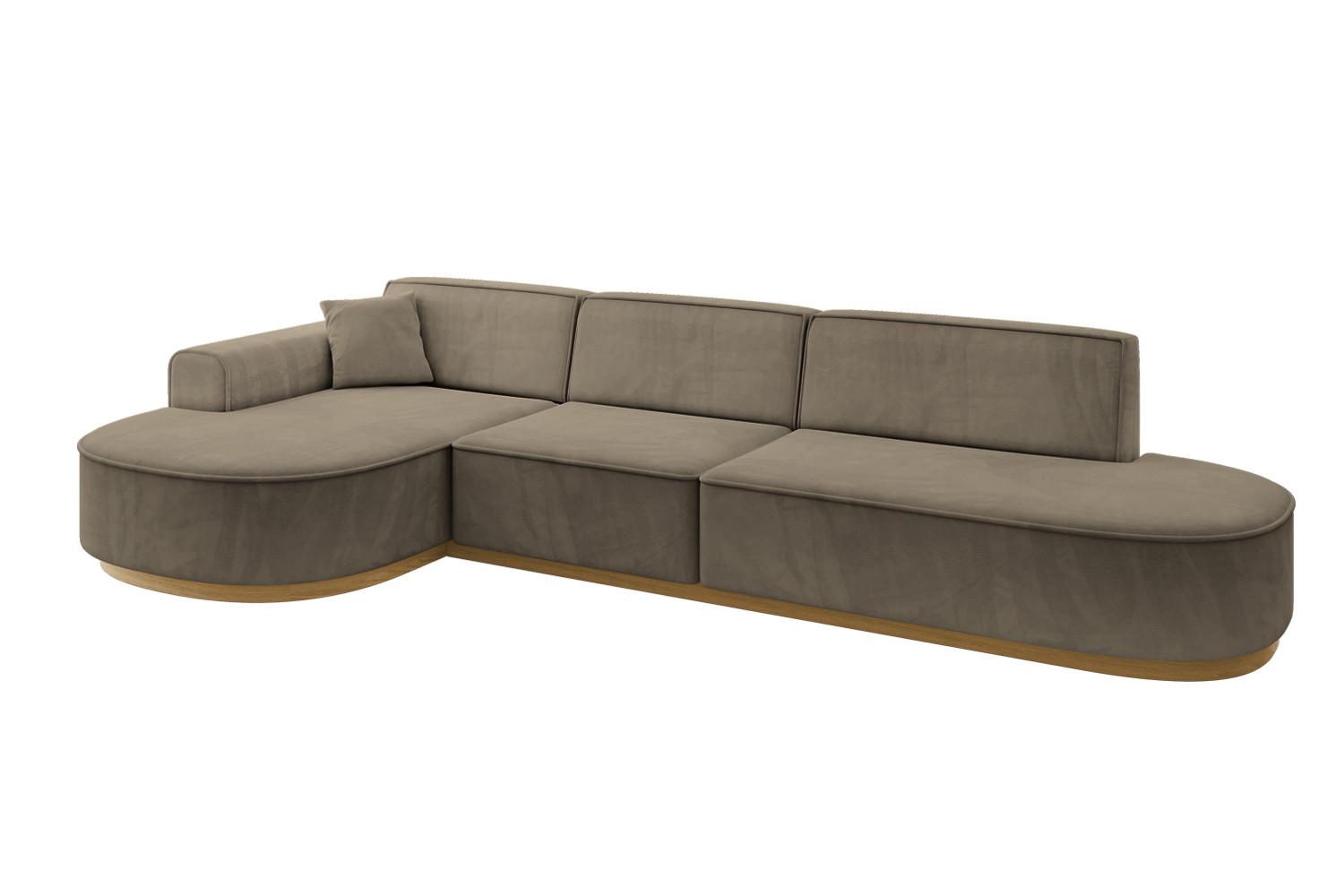 ECKSOFA Ottomane Links MARI-L2-v2 - 328x171x83 cm Dunkelbraun Velours - Dunkelbraun, Holzwerkstoff/Textil (328/171cm) - ALTDECOR