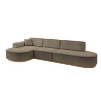 ECKSOFA Ottomane Links MARI-L2-v2 - 328x171x83 cm Dunkelbraun Velours - Dunkelbraun, Holzwerkstoff/Textil (328/171cm) - ALTDECOR