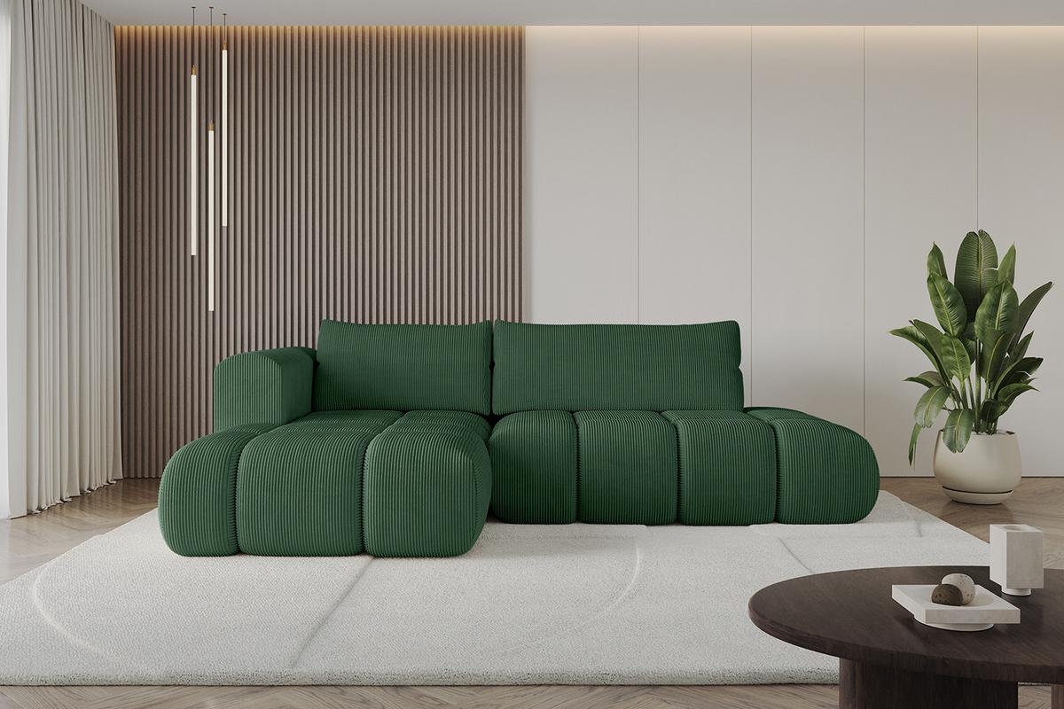 ECKSOFA Ottomane Links CLOUD-L 280x185x90 Grün Cord - Grün, Holzwerkstoff/Kunststoff (180/289cm) - ALTDECOR