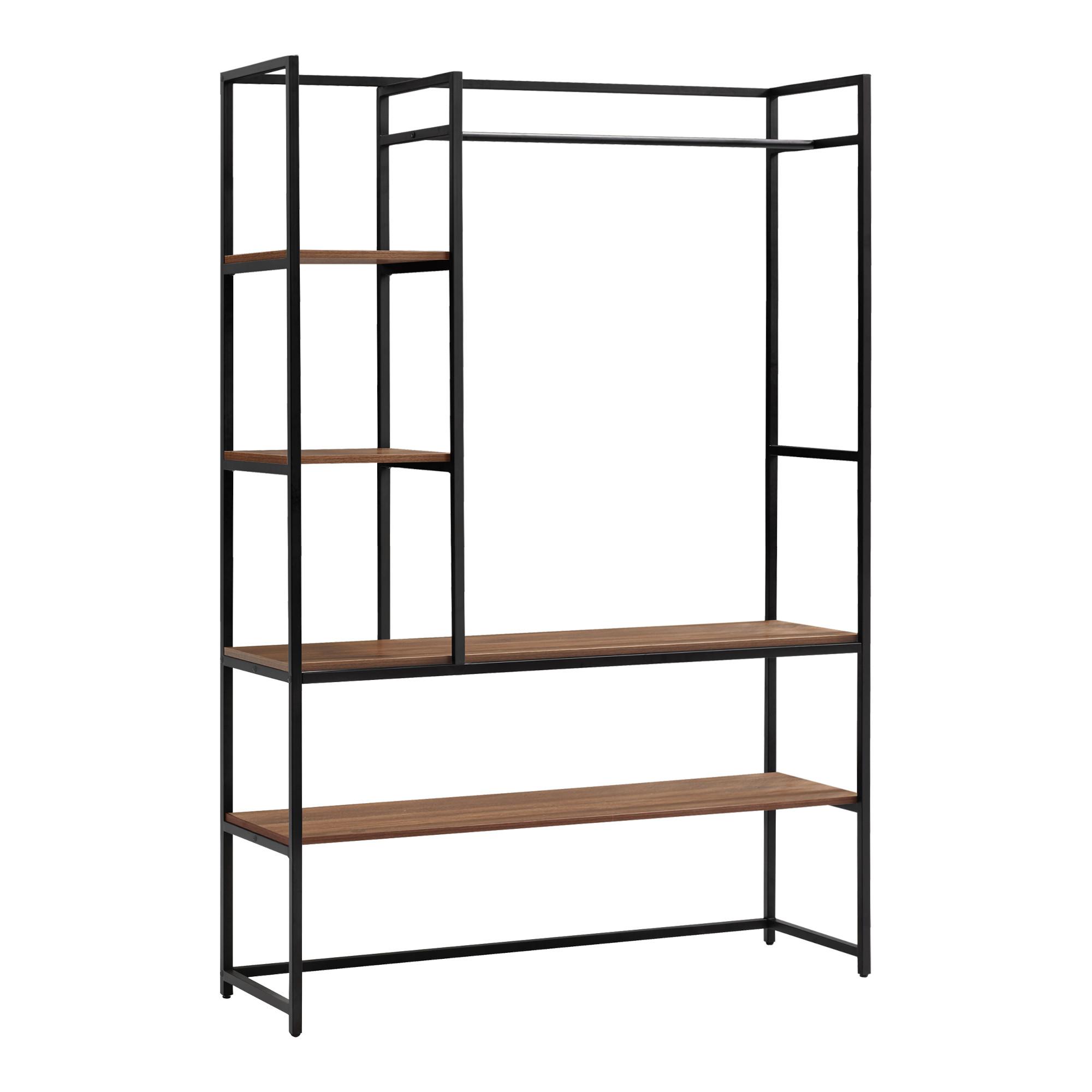 GARDEROBENSTÄNDER Horgau - Walnussfarben/Schwarz, Holzwerkstoff/Metall (120/180/40cm) - [en.casa]