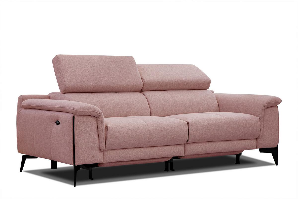 RELAXSOFA MATERA 3-Sitzer mit 2 Relaxfunktionen, hellrot - Hellrot/Schwarz, Holzwerkstoff/Textil (212/82/103cm) - Wozimo