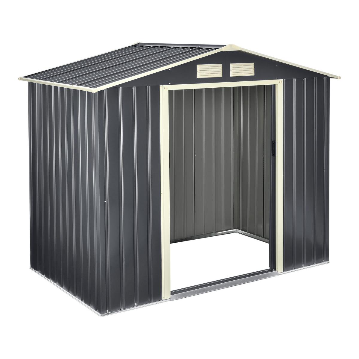 GARTENSCHUPPEN - Dunkelgrau, Metall (213/185/127cm) - [en.casa]