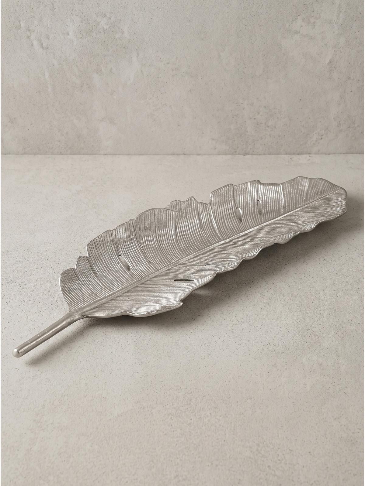 DEKOSCHALE SUBIACO, Aluminium, handgefertigt, Silber, 60 x 18 x 4 cm - Silberfarben, Metall (4cm) - KADIMA DESIGN