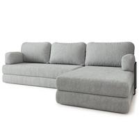 ECKSOFA LEA modulares Boneless Sofa mit Schlaffunktion Hellgrau Boucle-Stoff - Hellgrau, Textil (270/160cm) - MASSENO