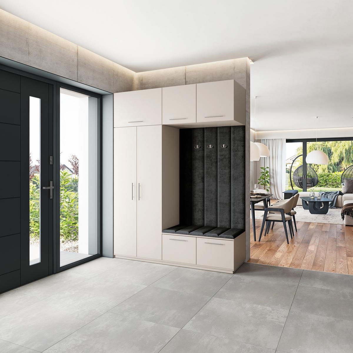 GARDEROBENSCHRANK REMA 180/240/60 cm Modern Kaschmir - Kaschmir/Schwarz, Holzwerkstoff (180/240/60cm) - MASSENO