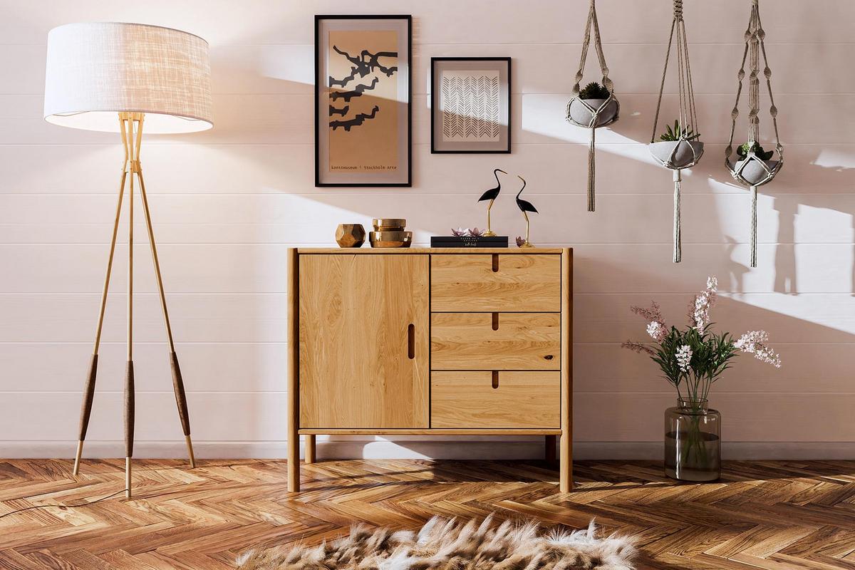 KOMMODE INA Wildeiche - Alteiche, Holz (97/84/46cm) - byoak