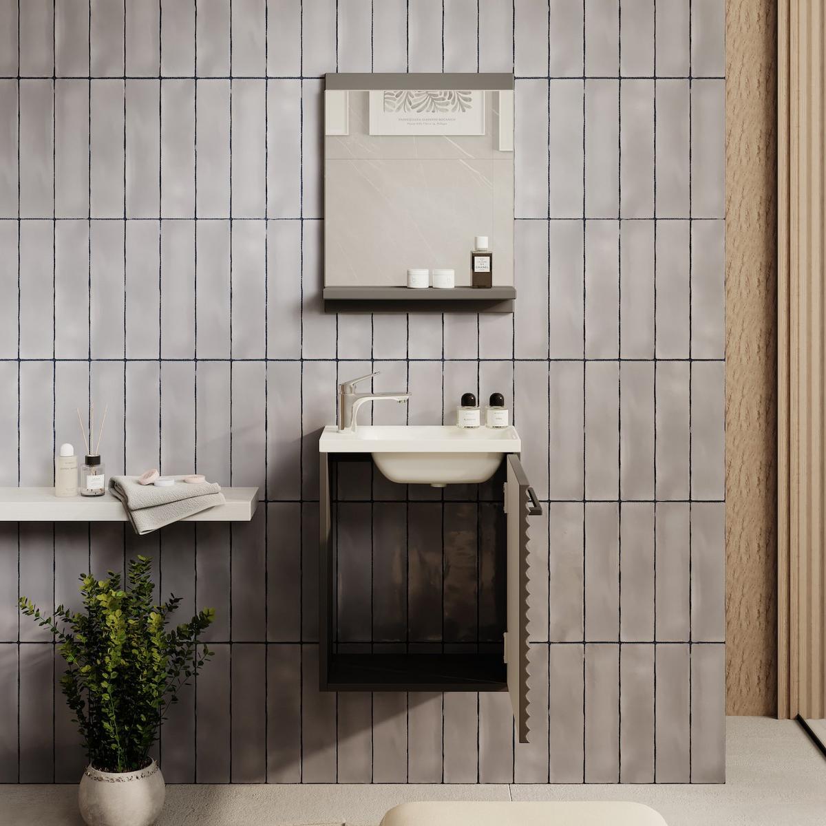 GÄSTE-WC-MÖBELSET Etna 2 Teile Schwarz Matt - 40 x 22 x 52 cm - Schwarz, Holz (40/52/22cm) - Badplaats
