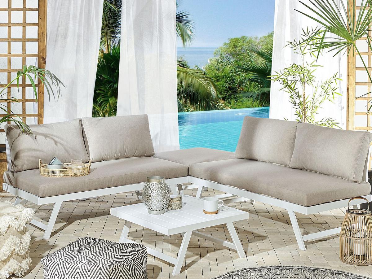 OUTDOOR-KISSENBEZUG Set Taupe Coccorino - Grau, Textil (130/65cm) - Beliani