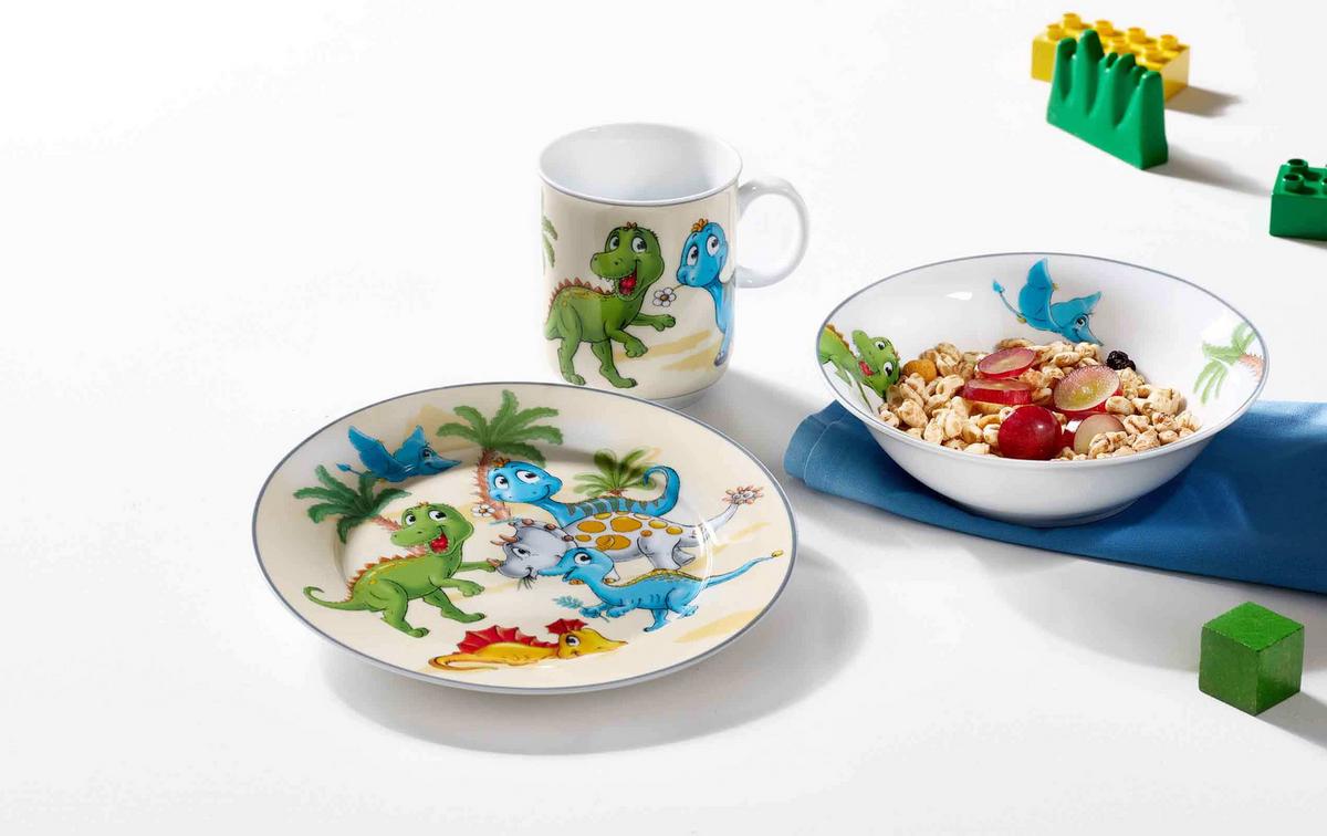 KINDERGESCHIRR SET Dino bunt - Multicolor, Keramik (2/2/2cm) - Ritzenhoff Breker