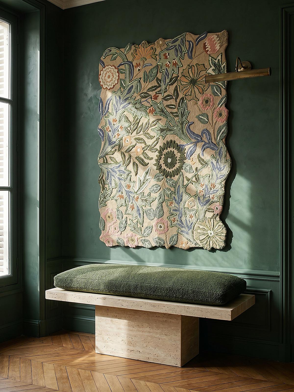 WOLLTEPPICH CHAR, floral, Grün, 120 x 170 cm - Grün, Textil (170/120cm) - KADIMA DESIGN