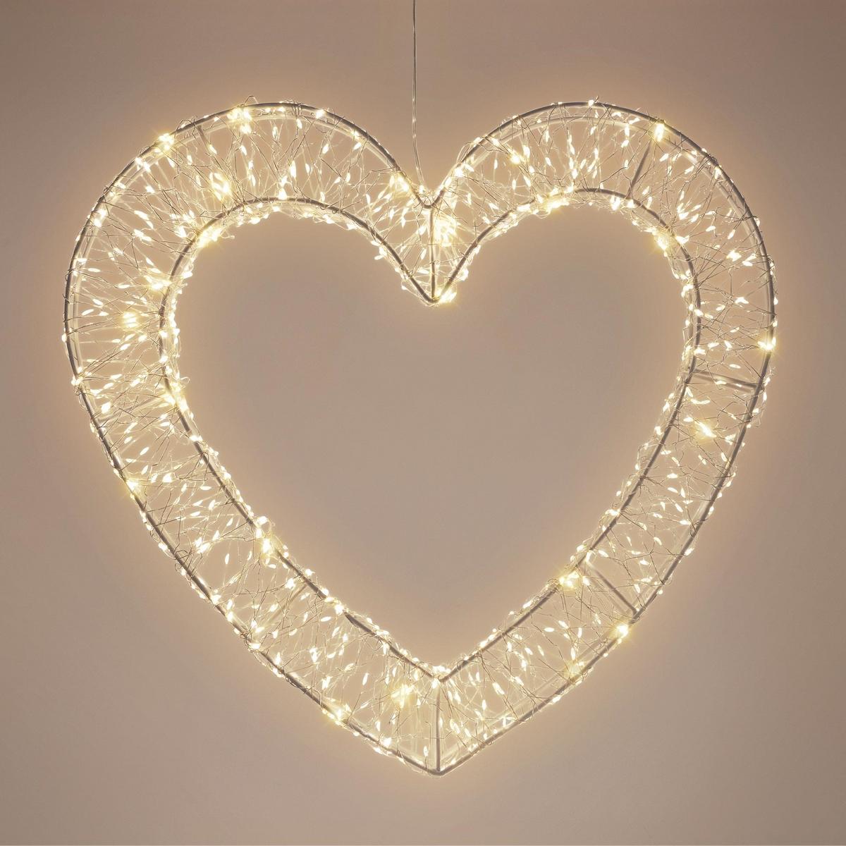 LED DEKO HERZ Weihnachten 500 LED Warmweiß Weihnachtsdeko 38,5x36 cm Innen/Außen - Weiß, Kunststoff (38.5/36/4.5cm) - ECD-Germany