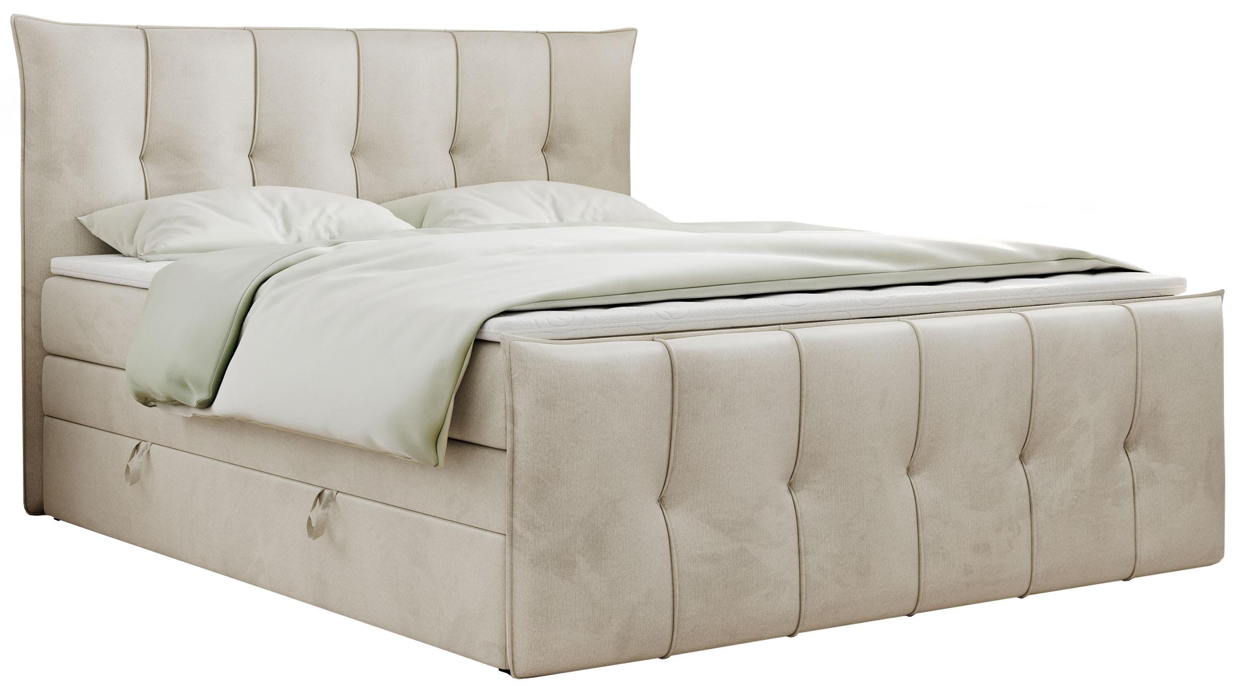 BOXSPRINGBETT PREMIUM 11 KING 120/200 Beige Velvet - H4 - Beige, Holz/Textil (120/200cm) - MKS