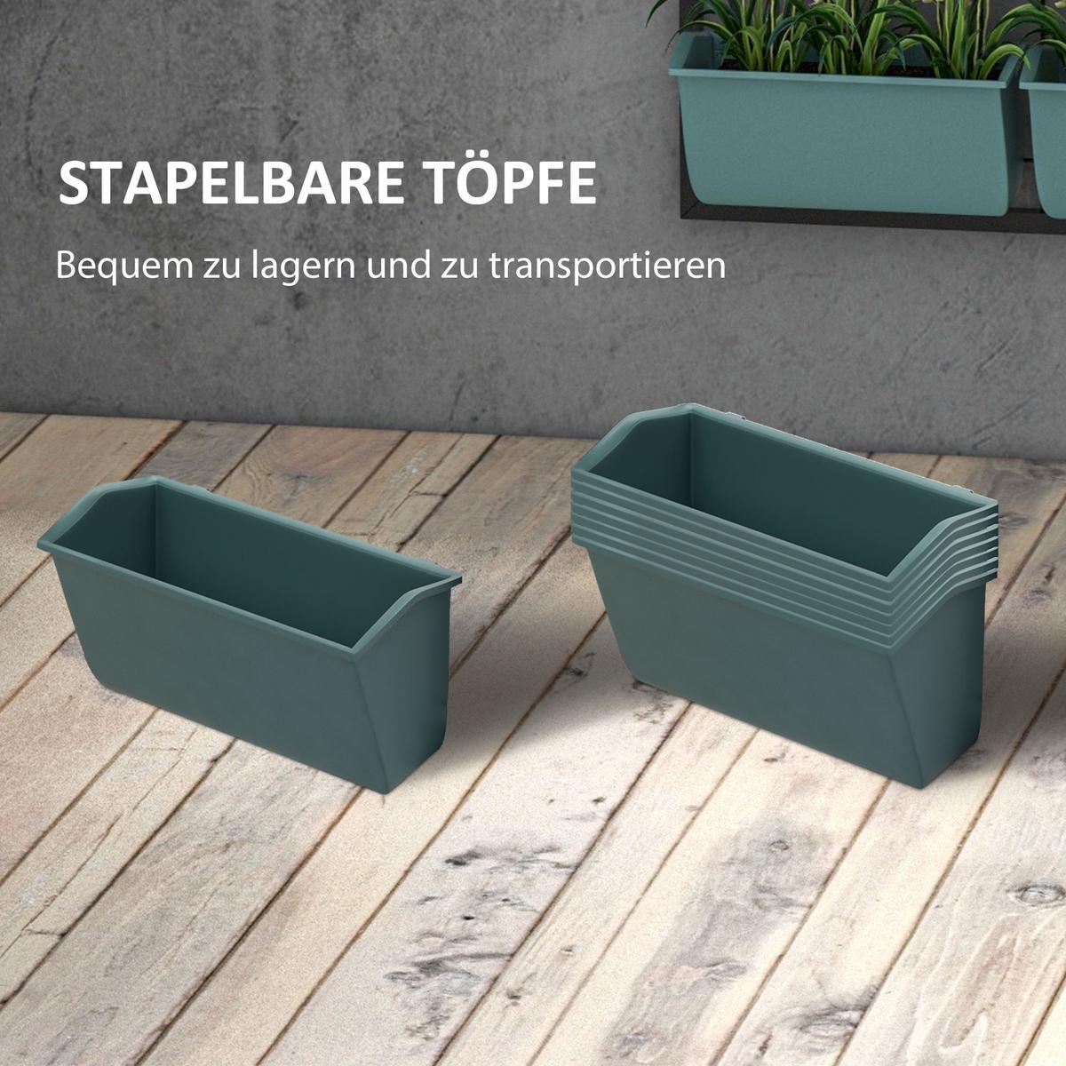 PFLANZENTREPPE, Blumenregal für Garten, Dunkelgrün, 52,5 x 14 x 90 cm - Schwarz, Metall (14/90/52.5cm) - Outsunny