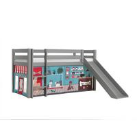 HOCHBETT mit Rutsche Karolina Massivholz Grau Textilset Pet Shop - Blaugrau/Grau, Holz (90/200cm) - 58aufmkessel