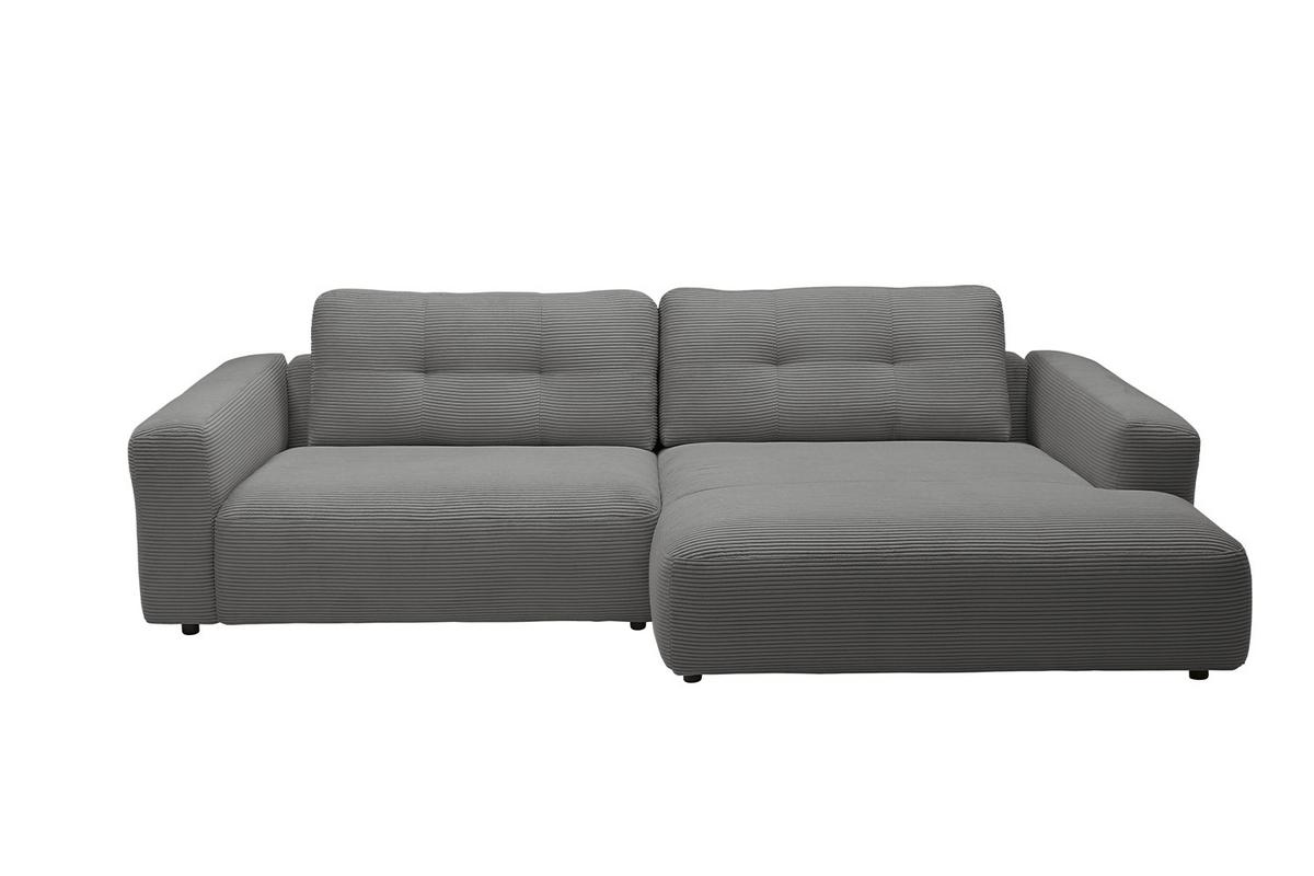 ECKSOFA MIKA Grau Cord - Dunkelgrau/Schwarz, Kunststoff/Textil (276/167cm) - KAWOLA