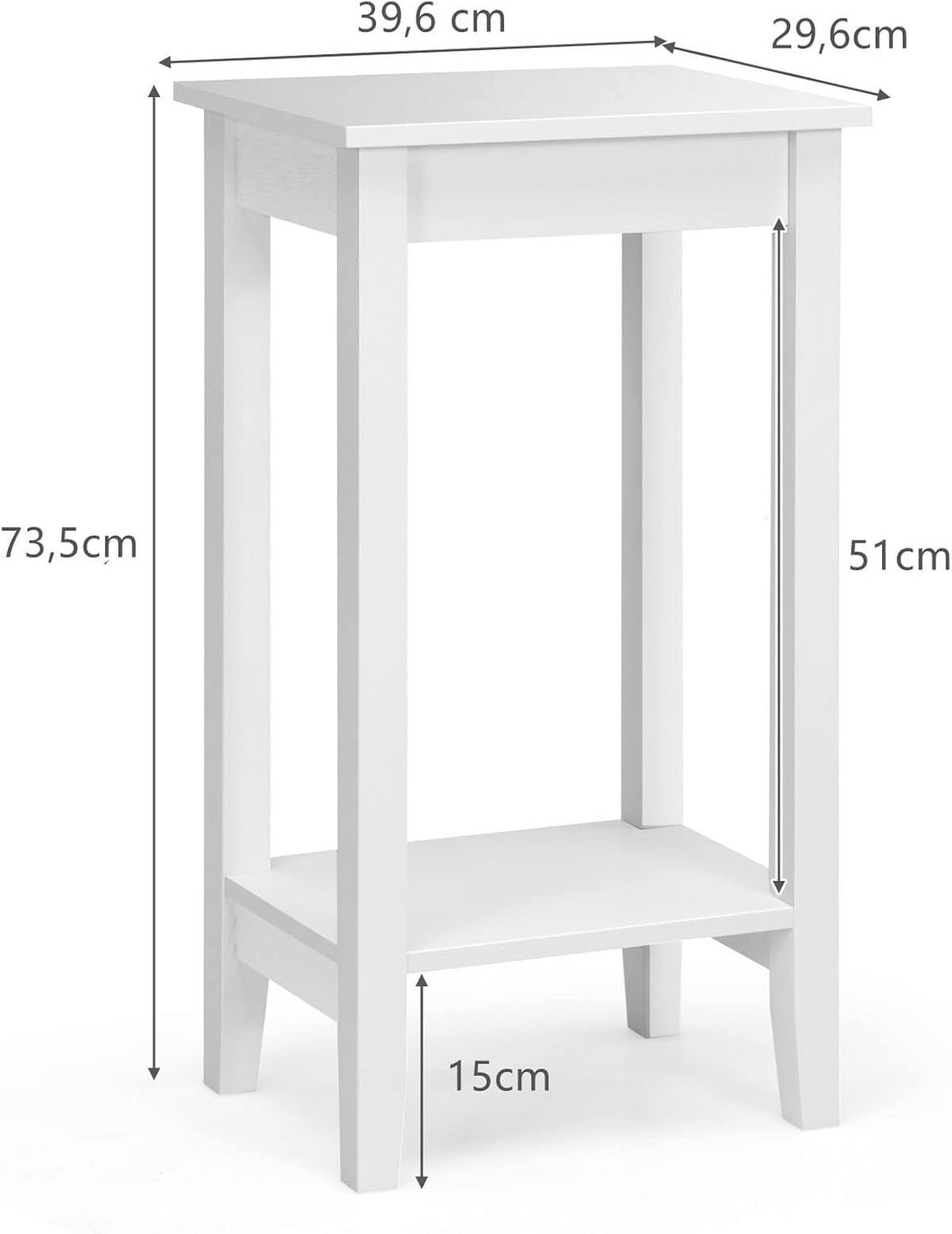 BEISTELLTISCH Weiß(2er-Set) - Weiß, Holzwerkstoff (29.5/39.5/74cm) - COSTWAY