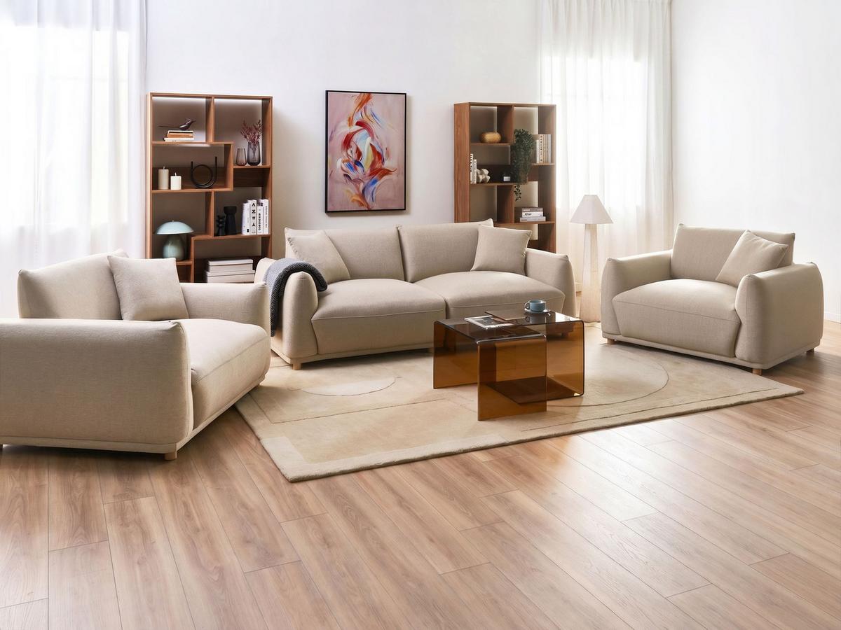 SOFA-SET 5-Sitzer Stoff Beige Jubek - Beige, Textil (220/75/104cm) - Beliani