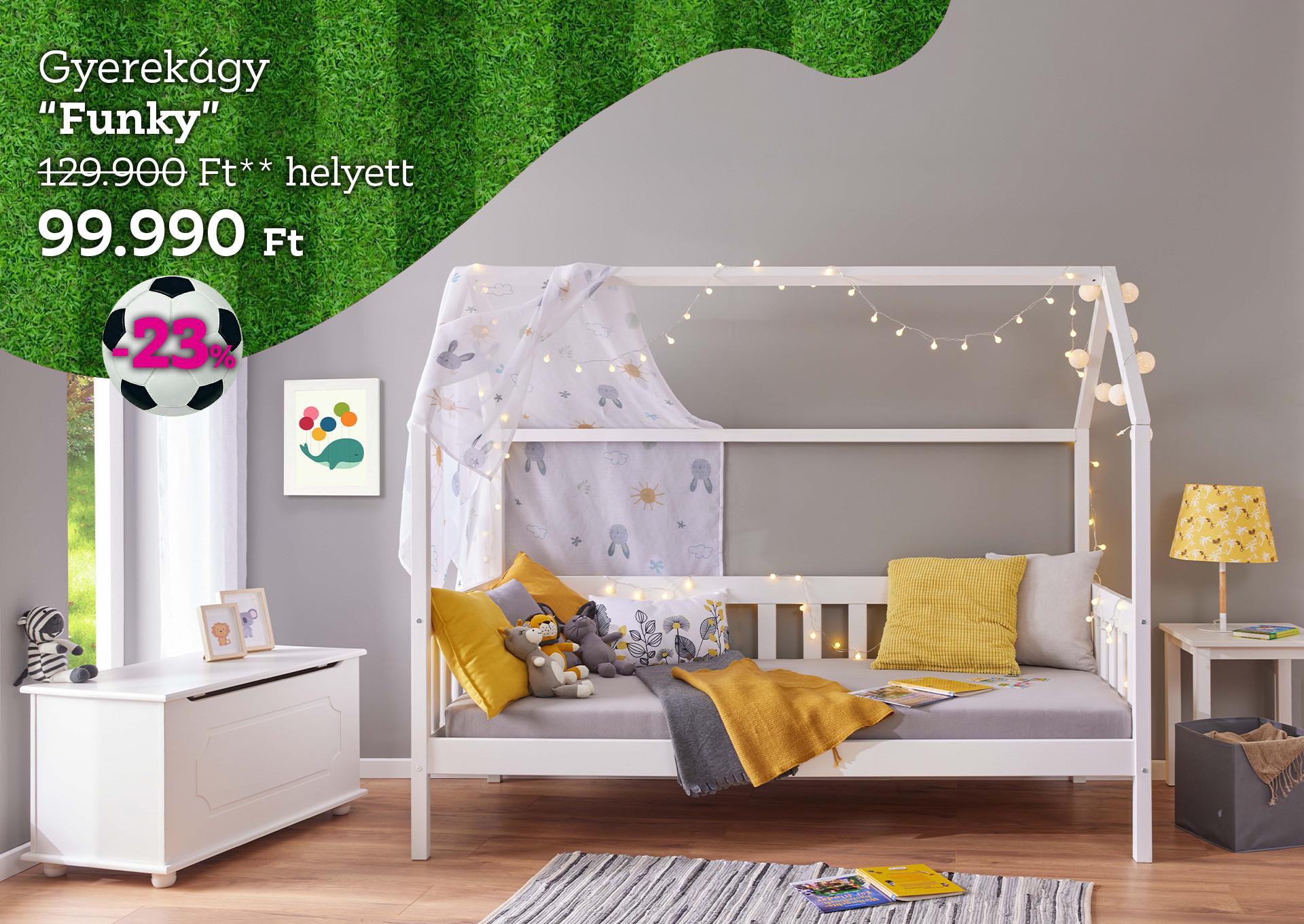Gyerekágy FUNKY HOUSBED 129900 Forint helyett 99990 Forint, kedvezmény mértéke 23%