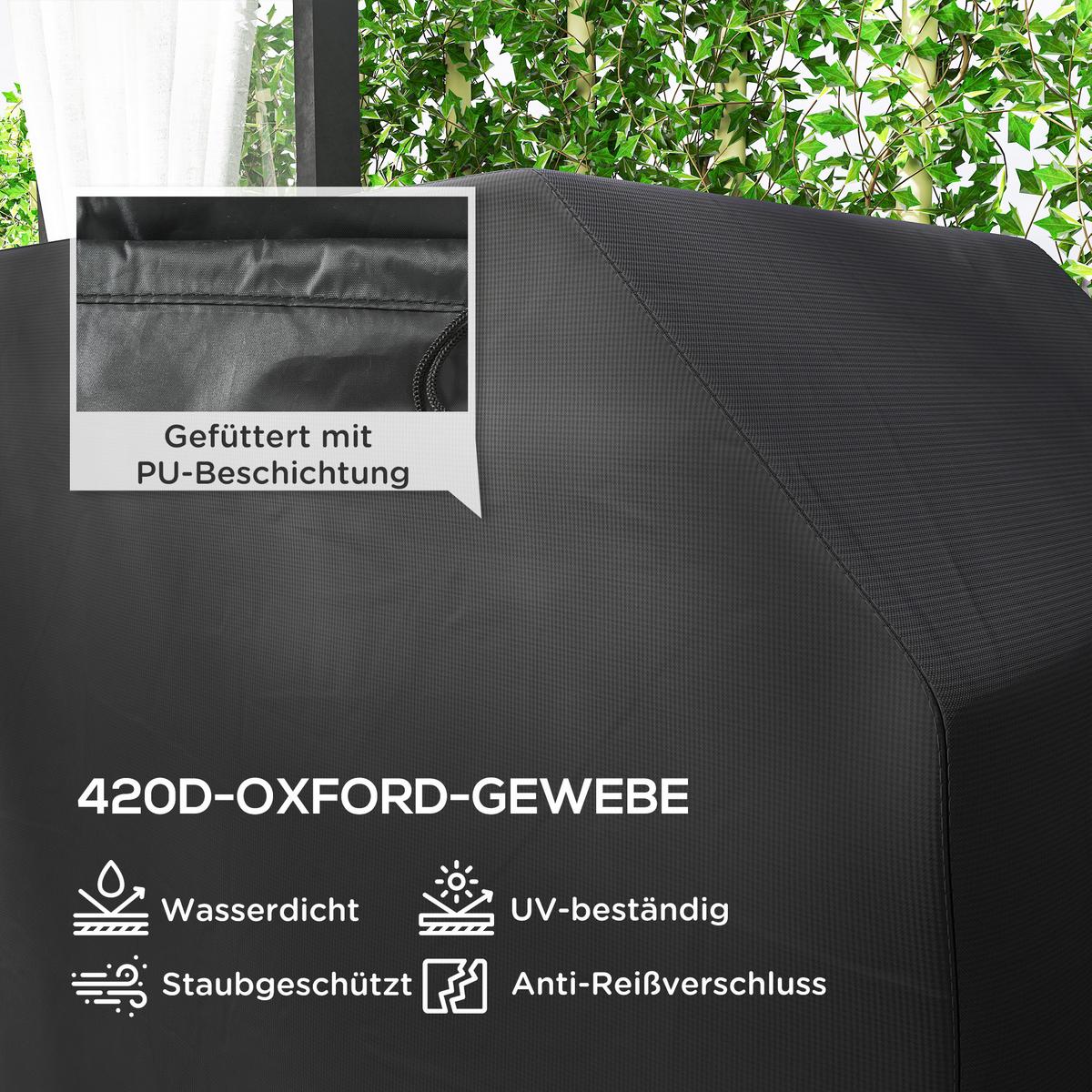 GRILLABDECKUNG Polyester Schwarz - Schwarz, Textil (61/120/147cm) - Outsunny