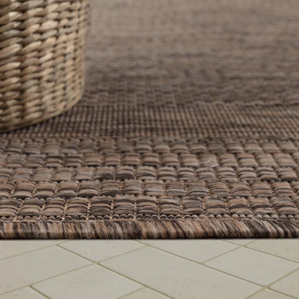 OUTDOORTEPPICH, mit Bordüre, aus Polypropylen, Braun, 80 x 150 cm - Braun, Textil (150/80cm) - KADIMA DESIGN