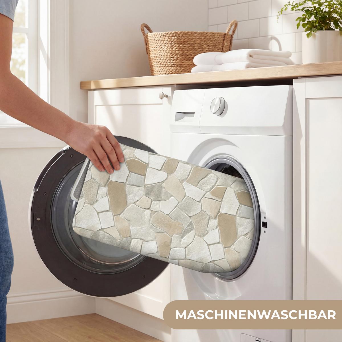 WC-VORLEGER Mosaik - Steine - Beige WC Teppich 50x80 cm - Beige, Textil (50/1cm) - OnlyWow