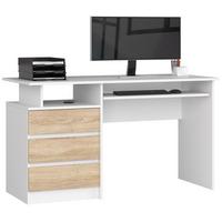 SCHREIBTISCH Weiß, Sonoma 77/135/60 - Weiß/Sonoma Eiche, Holzwerkstoff (155/85/77cm) - RAUMHIRSCH FURNITURE