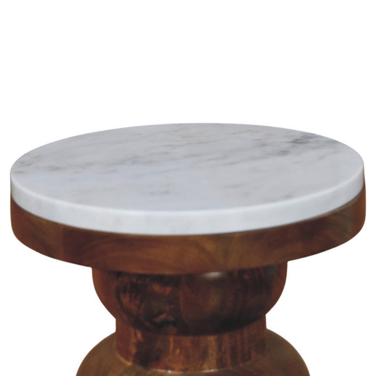 BEISTELLTISCH mit Amber-Eichen-Finish, Marmorplatte oben, poliertes Braun - Braun, Holz (27/27/45cm) - Artisan Furniture